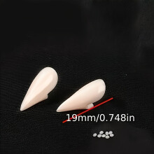 (19mm/0.748in) 2pcs Vampire Fangs with Adhesive Particles, 19mm - Ideal for Cosplay & Halloween Makeup Parties