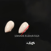 (13mm/0.521in) 2pcs Vampire Fangs with Adhesive Particles, 19mm - Ideal for Cosplay & Halloween Makeup Parties