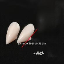 (15mm/0.591in) 2pcs Vampire Fangs with Adhesive Particles, 19mm - Ideal for Cosplay & Halloween Makeup Parties