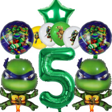 (Balloons-10pcs-5) Ninja Turtle Birthday Decoration Teenage Party Noise Makers Disposable Tableware Backdrop