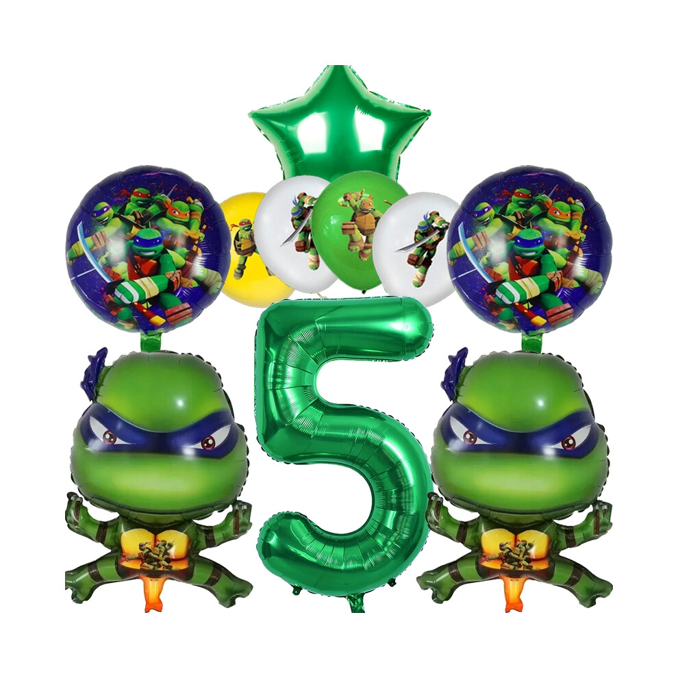 Flemye (Balloons-10Pcs-5) Ninja Turtle Birthday Decoration Teenage Party Noise Makers Disposable Tableware Backdrop