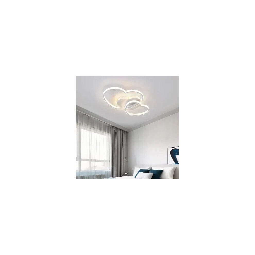 (Heart white, 50cm) Princess Heart Cloud LED Modern Ceiling Lights Surface Dimmable Children Girl Bedroom Living Room Decor Chandelier Fairy Lamp