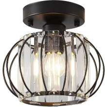 (Black, 6000K) Crystal Ceiling Light for Entryway Bedroom Bathroom Hallway Closet Foyer Mini Antique Chandelier Small Ceiling Lamp