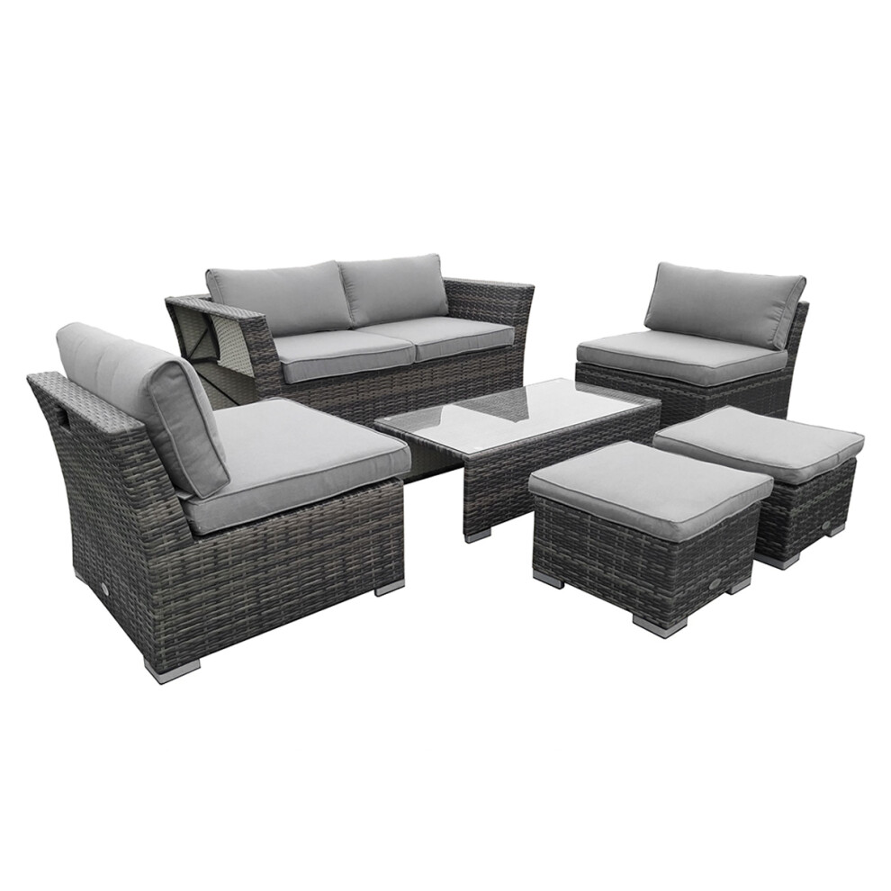 Charles Bentley St Tropez Rattan Lounge Set - Outdoor Space Saving Furniture Coffee Table Sofa Chairs Garden Compact Contemporary