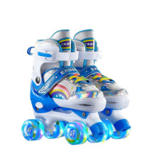 (33 à 37,bleu)Patins à roulettes ajustables pour filles, les 4 roues des patins pour filles brillent
