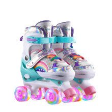 (26 to 33,Pink)Patins à roulettes ajustables pour filles, les 4 roues des patins pour filles brillent
