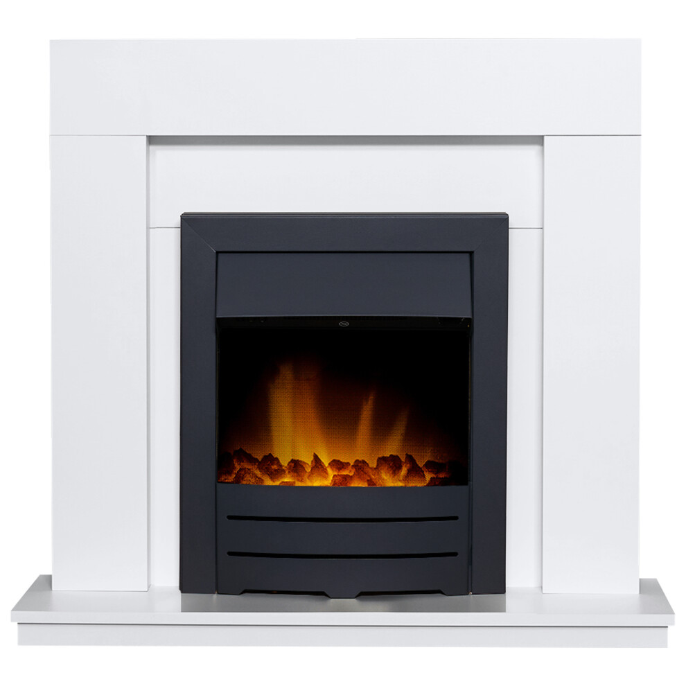 Adam Malmo Fireplace in White with Colorado Electric Fire in Black, 39 Inch