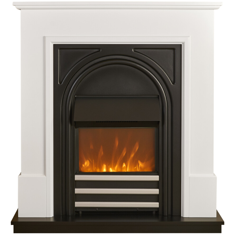Adam Warwick Fireplace Suite In Pure White & Black Cast Effect, 36 Inch