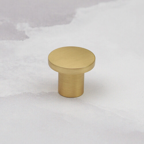 Round Brass Cabinet Knob Gold Circular Disc Pull 25mm 1