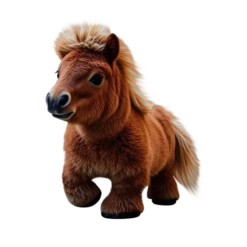 (Coffee) My Realistic Robot Pony - Interactive White Plush Toy