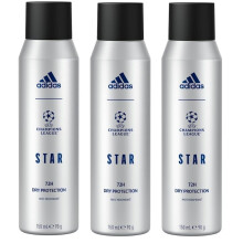 3 x Adidas UEFA 72H Anti Perspirant Body Spray 150ml - Champions League