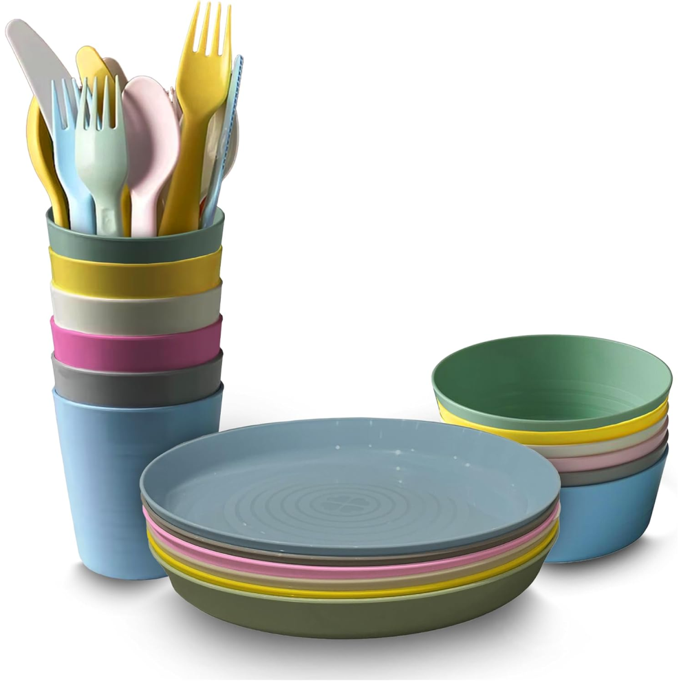 Home Stuff Plus Home Stuff Kids Tableware Set -Dinnerware Set Plate, Mug, Cutlery, And Bowl, Plastic 36 Pcs Set, Plastic Won't Break An