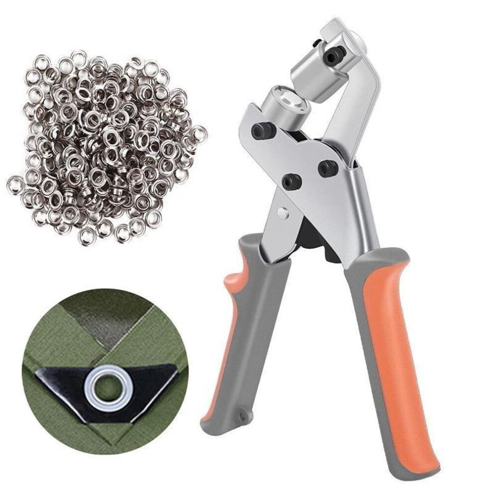 Grommet Tool Kit Pliers Eyelet Kit Press Punch Kits Grommet Machine Handhold Pliers Grommet Punch With 500 Pcs 3/8 Inch Eyelets And Grommets