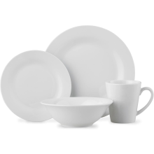 Lewis's White Arctic Plate Set (16 Piece) White Dinner Sets/4X Large Dinner Plates, 4X Side Plates, 4X Bowls/Microwave/
