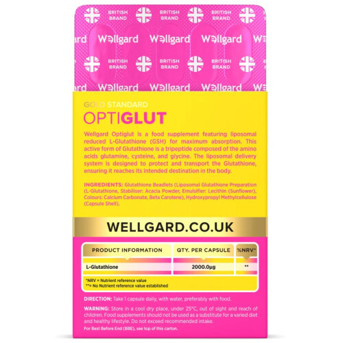 Wellgard Optiglut 2000µg Liposomal Glutathione GSH 1
