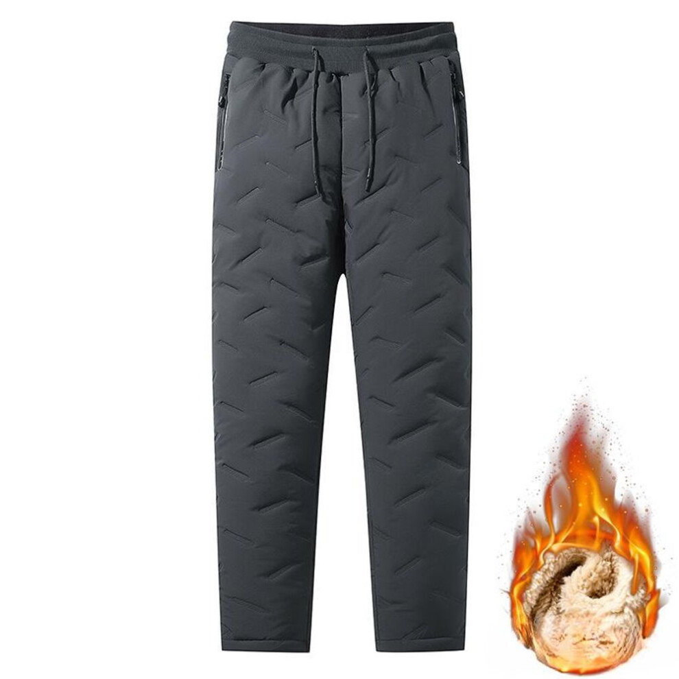 (grey, 3XL) Men's Winter Fleece Thick Lambswool Warm Sweatpants Casual Water Proof Big-size 7xl Wool Trousers Male Black Gray Joggers Trousers