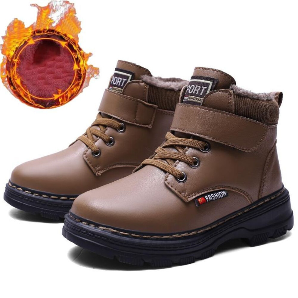 (brown, 38) Winter Children Plus Velvet Warm Boots Children's Shoes Boys Snow Boots