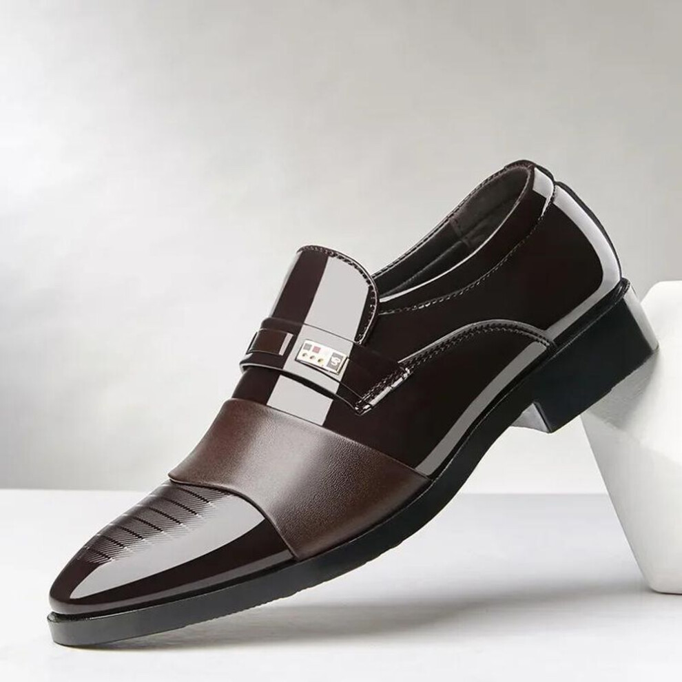 (brown, 40) Leather Shoes for Men Wedding Formal Oxfords Business Casual Office Work Shoes for Men Classic Luxury Pointy Men's Dress Shoes