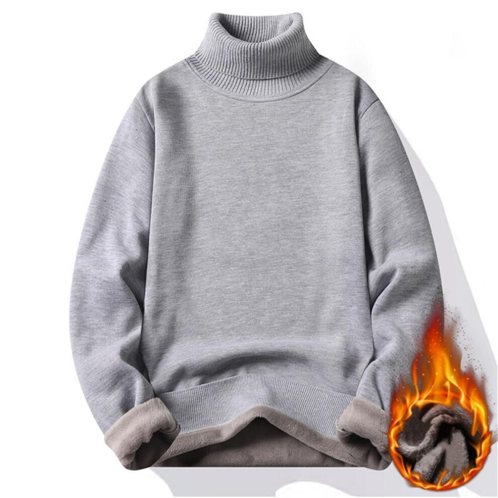 (grey, XXXXL) Autumn Winter Men's Turtleneck Sweater Men's Knitting Pullovers Rollneck Knitted Sweater Warm Men Jumper Slim Fit Casual Sweater
