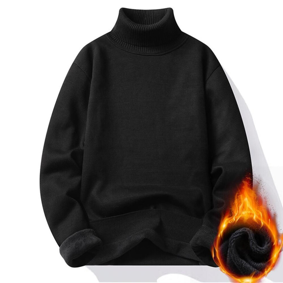 (black, XXXL) Autumn Winter Men's Turtleneck Sweater Men's Knitting Pullovers Rollneck Knitted Sweater Warm Men Jumper Slim Fit Casual Sweater