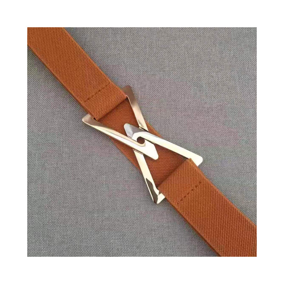 (Triangle Brown) And Chic Comfortable Pu Elastic Waist Belt With Floral Hook Closure Styling Easy For-image-OPC-PGJJTFK-NEW