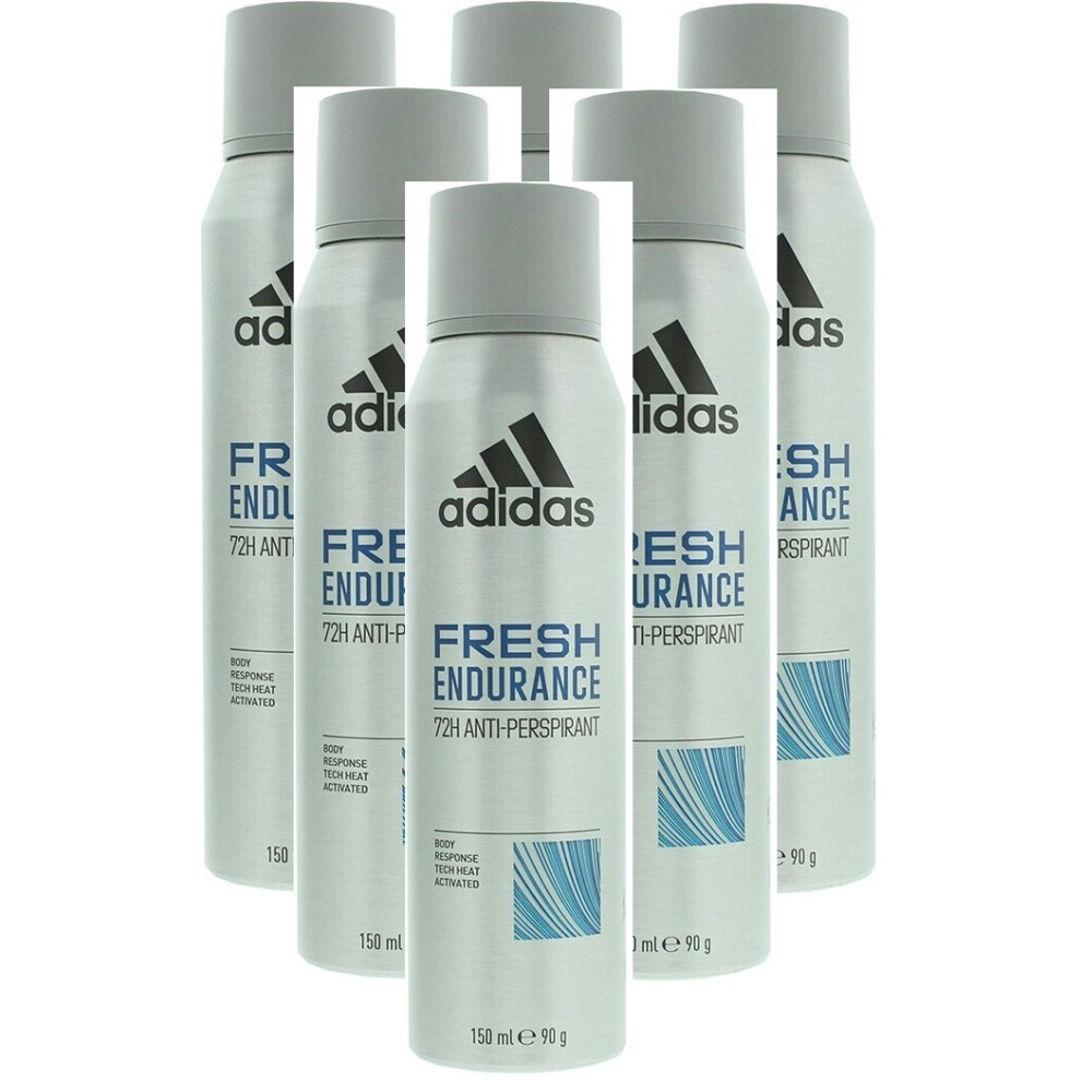 6 x 150ml Adidas 72 hrs Fresh Endurance Antiperspirant  Spray for Men