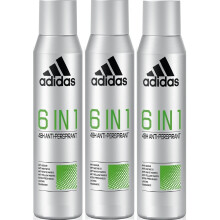 3 x 200ml Adidas 6 in 1 Cool & Dry 48H Anti Perspirant Body Spray