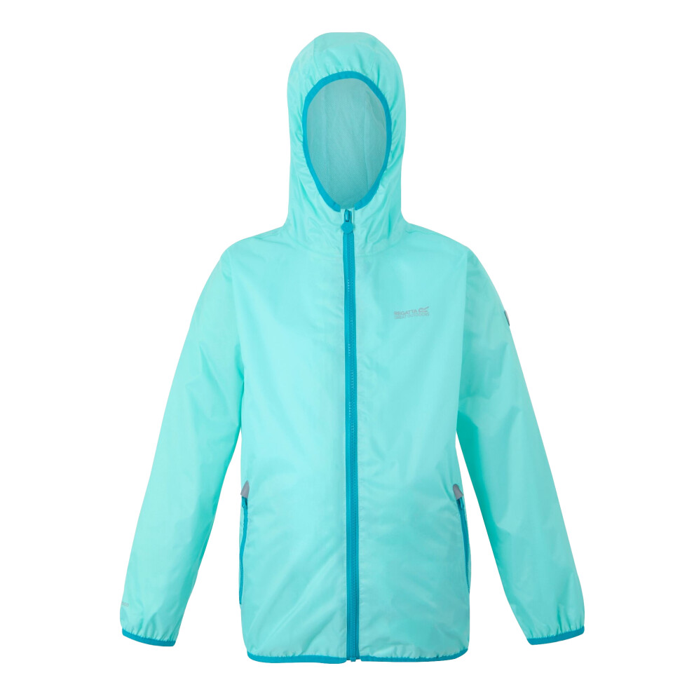 (14-15 Years, Aruba Blue/Exotic Plume) Regatta Great Outdoors Childrens/Kids Lever II Packaway Rain Jacket