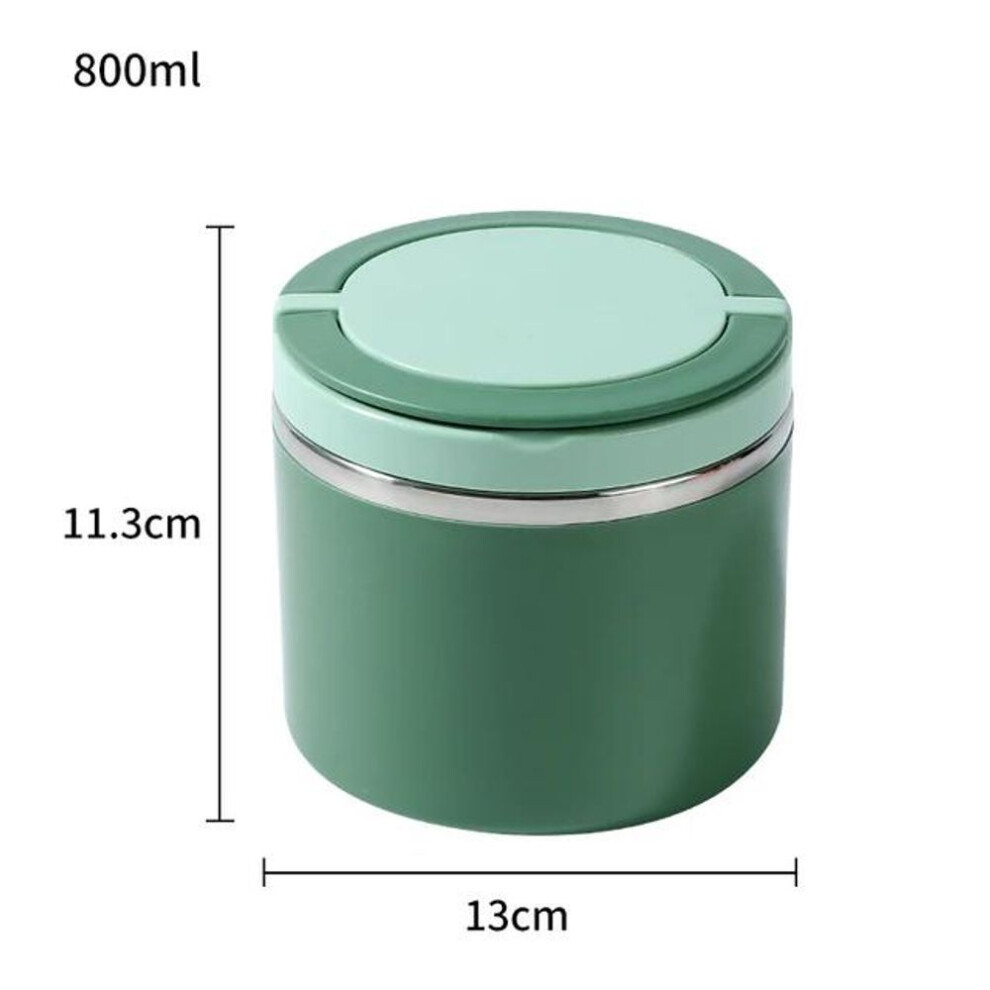 (green, 800ML) 600/800ml Food Thermal Jar Insulated Soup Cup Thermos Containers Stainless Steel Lunch Box Thermo Keep Hot For School Children