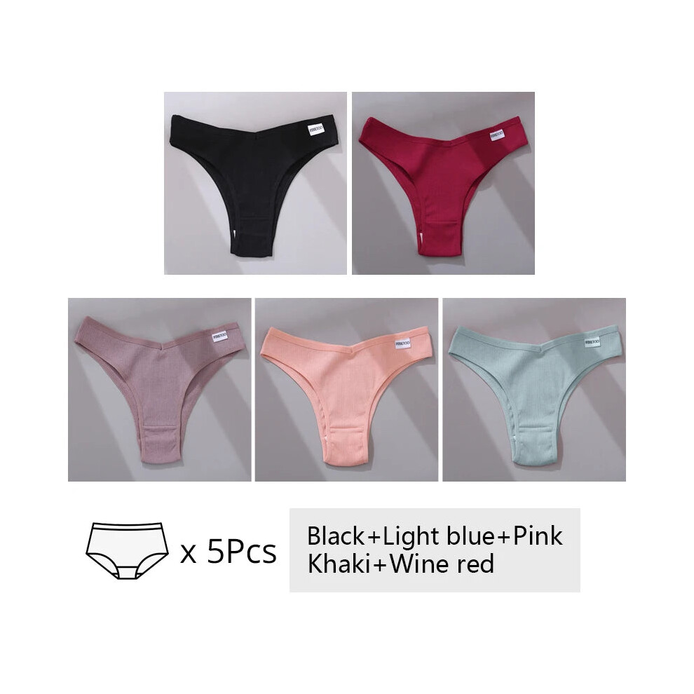 (Set 5, 5Pcs) 5pcs Womens Brazilian Panties Cotton Underwear Comfortable Underpants-image-OPC-PGJJWC5-NEW