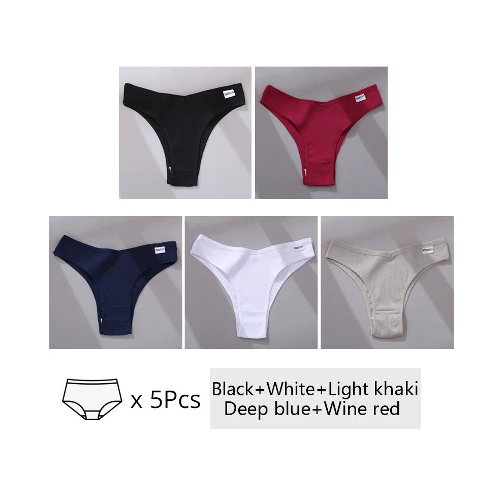 (Set 8, 5Pcs) 5pcs Womens Brazilian Panties Cotton Underwear Comfortable Underpants-image-OPC-PGJJWCB-NEW
