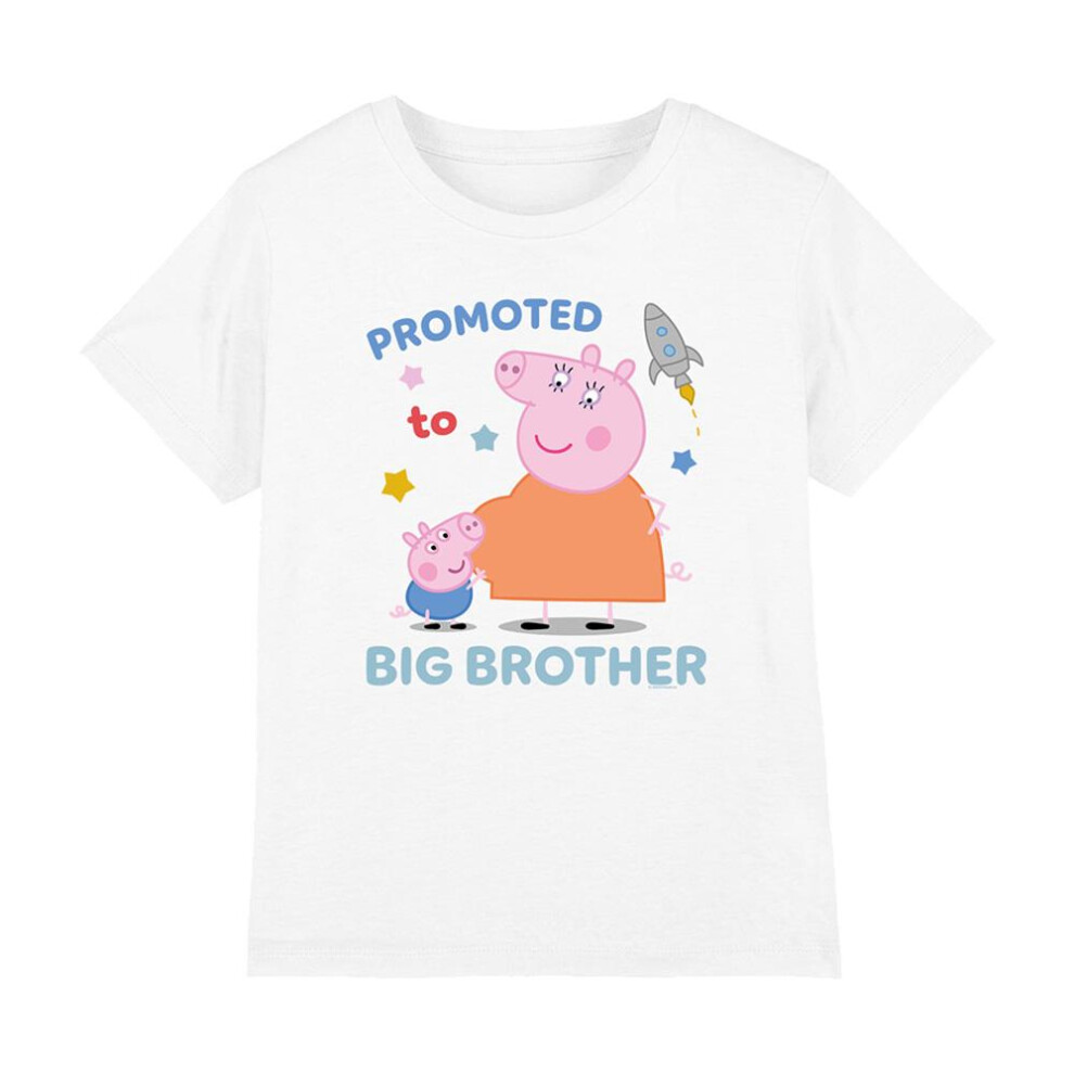 (7-8 Years, White) Peppa Pig Childrens/Kids Promoted To Big Brother T-Shirt