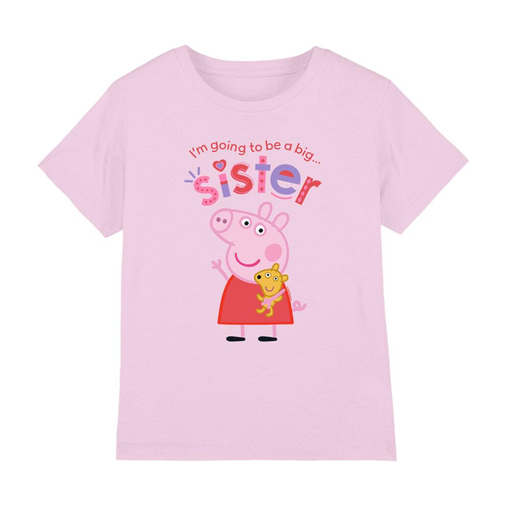 (12-13 Years, Light Pink) Peppa Pig Childrens/Kids Big Sister T-Shirt