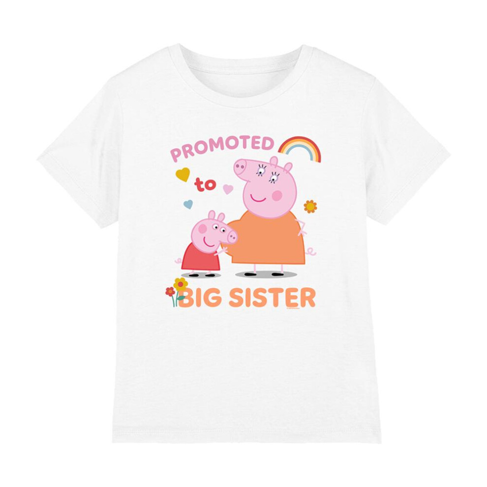(3-4 Years, White) Peppa Pig Childrens/Kids Promoted To Big Sister T-Shirt