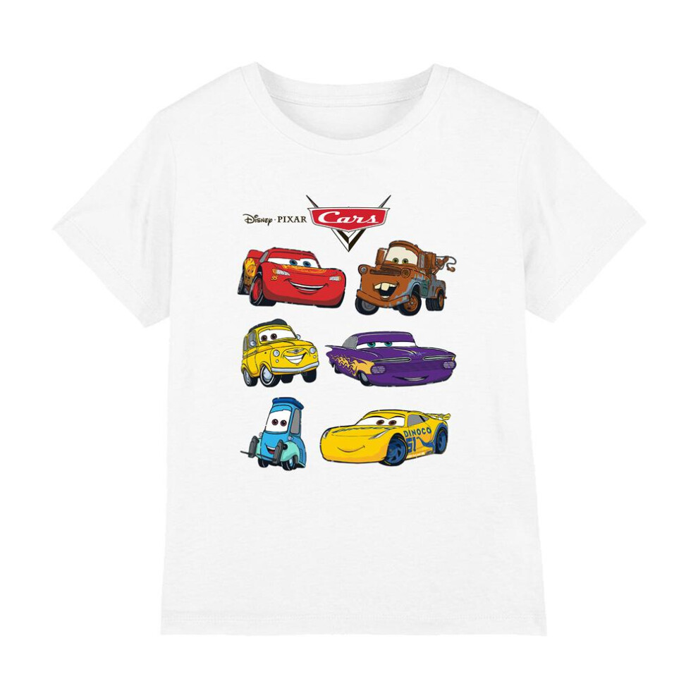 (12-13 Years, White) Cars Childrens/Kids Characters T-Shirt