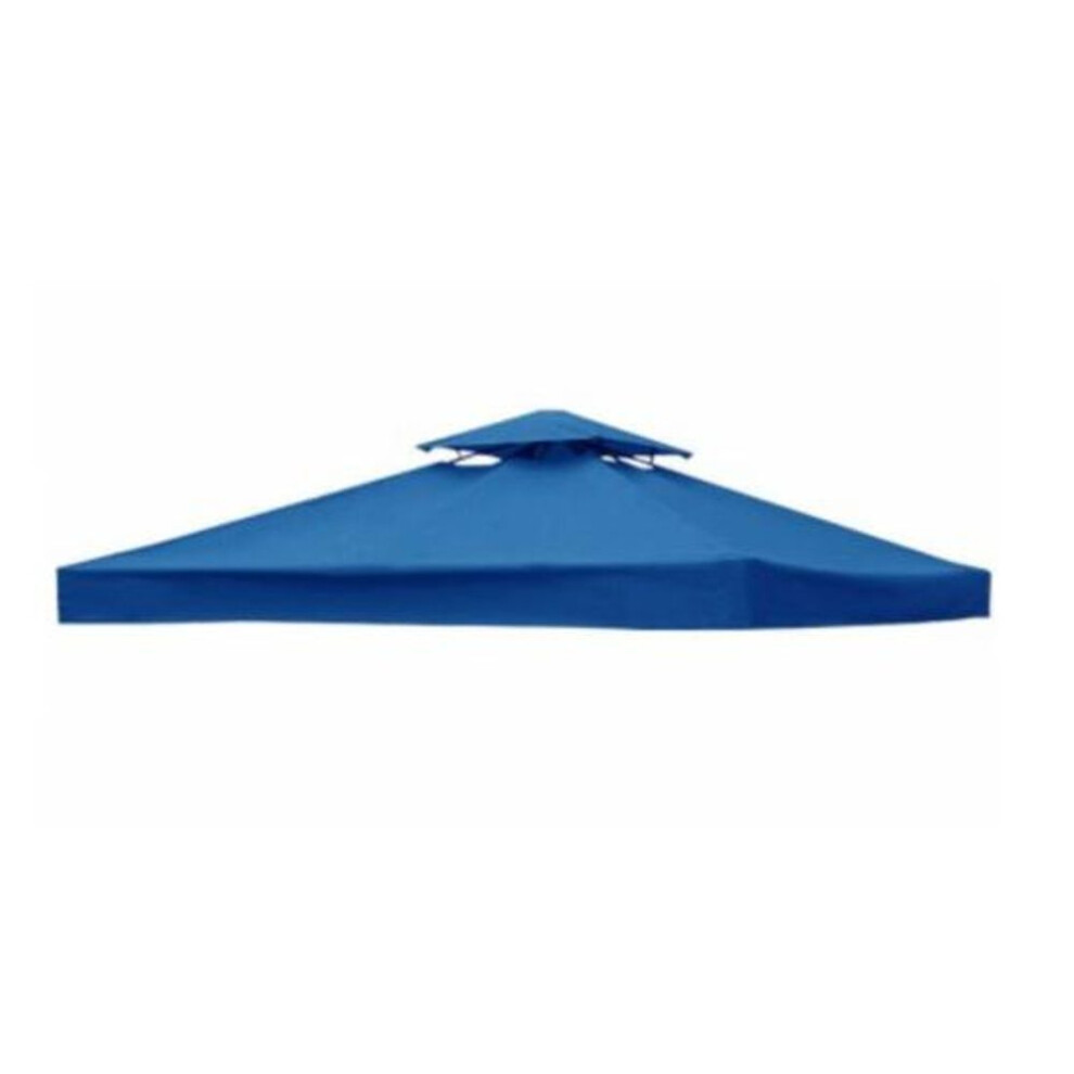 (blue, Dual Layer) 300x300cm Grill Gazebo Replacement Canopy Roof Waterproof Oxford Cloth Double Tiered Bbq Gazebo