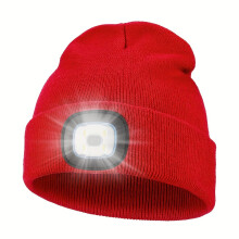 (Red) [LED Light-Up] USB Rechargeable LED Light-Up Beanie | Features: USB Rechargeable, LED Light-Up | Usage: Walking, Fishing & Camping
