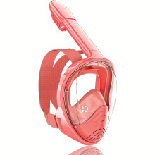 (pink) Kids' Full-Face Snorkeling Mask with Camera Mount, 180-Degree Panoramic View, Anti-Fog & Leakproof