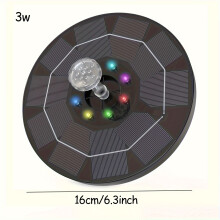 (3W-Fountain With Light) 1pc Solar Fountain for Bird Bath, Solar Fountain Pump with Lights, Independent Portable Floating Solar Fountain Pump