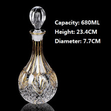 (O) Crystal Glass Red Wine Decanter Foreign Wine jug Drawing Gold line Whisky Bottle liquor Dispenser wine jug