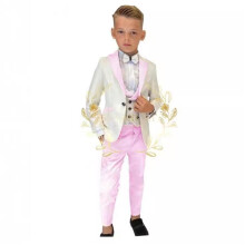 (beige/pink, 4T) Formal Boys Suits for Wedding Flower Boys Suits One Button Blazer Vest Pants for Children