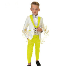 (beige/yellow, 12T) Formal Boys Suits for Wedding Flower Boys Suits One Button Blazer Vest Pants for Children