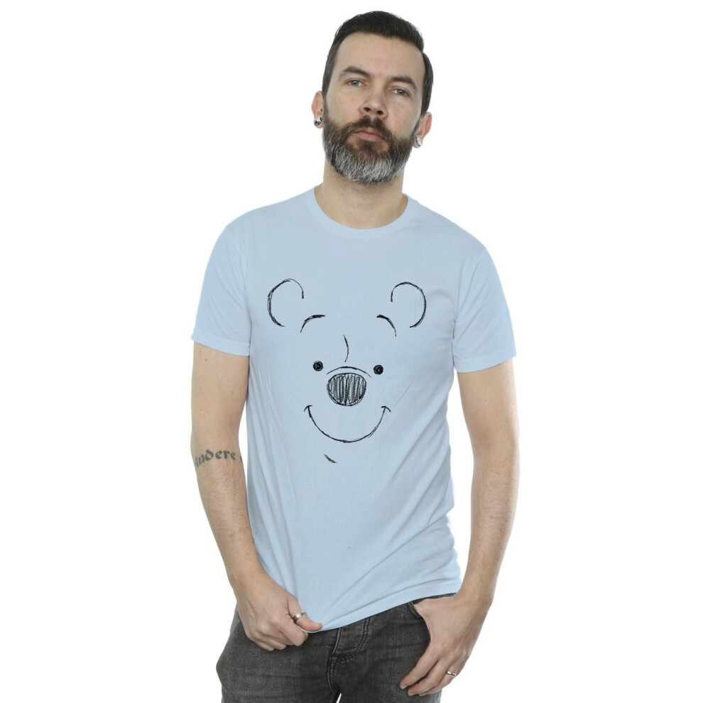 (L, Baby Blue) Disney Mens Winnie The Pooh Winnie The Pooh Face T-Shirt