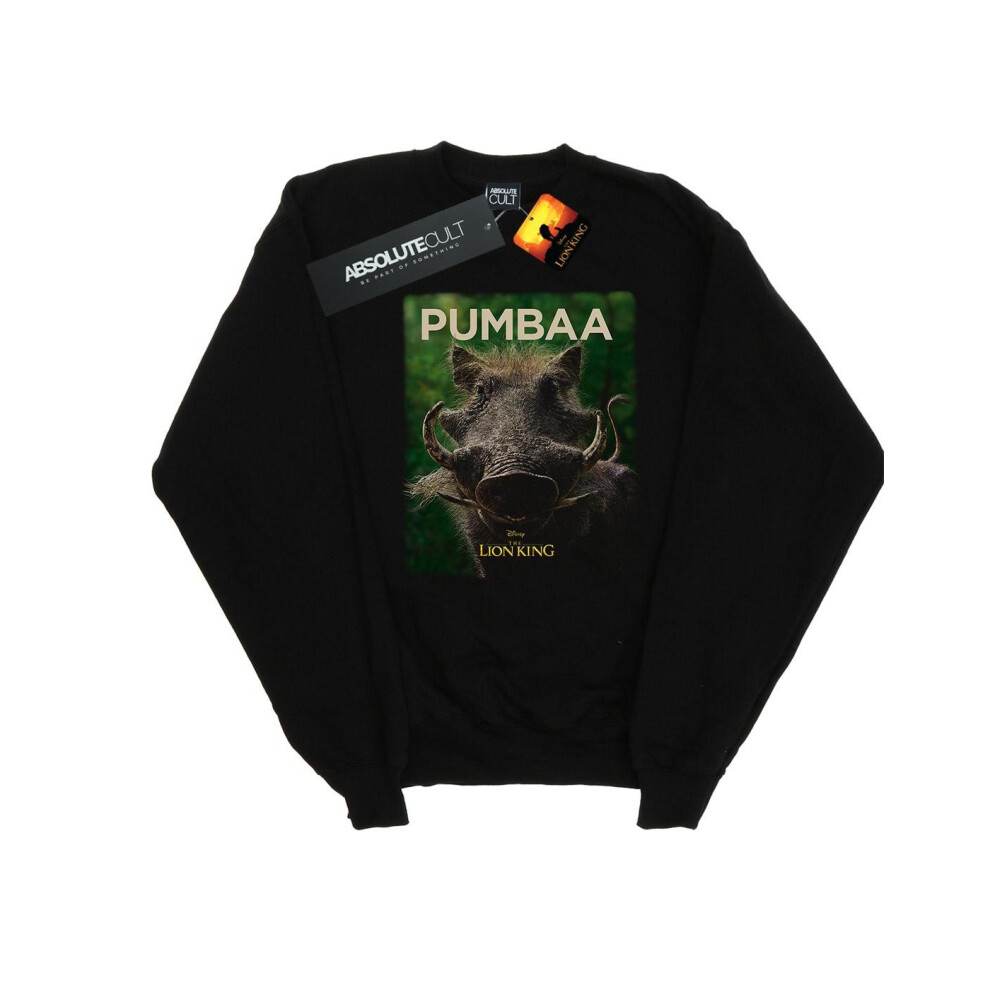 (12-13 Years, Black) Disney Girls The Lion King Movie Pumbaa Poster Sweatshirt
