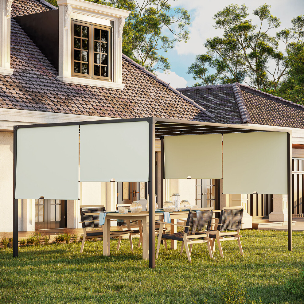 Outsunny 3 x 4m utdoor Garden Pergola with LED Lights Cream White