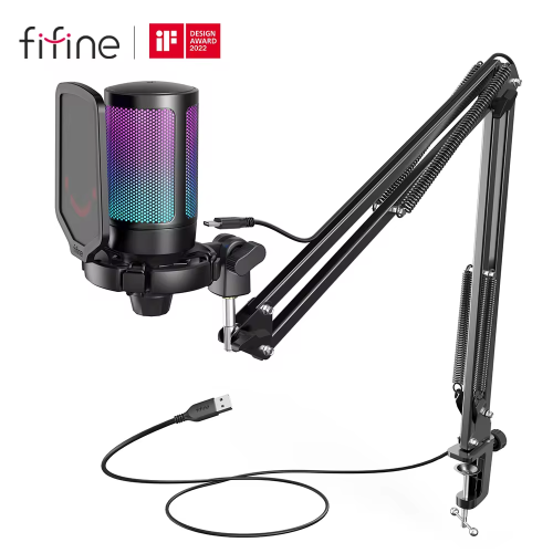 FIFINE USB Gaming Microphone Kit for PC,PS4/5 Condenser Cardioid Mic