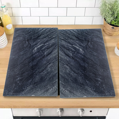 URBN-CHEF (Slate) 2 Pcs Universal Glass Cutting Chopping Boards