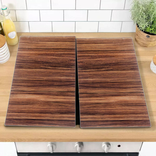 URBN-CHEF (Wood Effect) 2 Pcs Universal Glass Cutting Chopping Boards