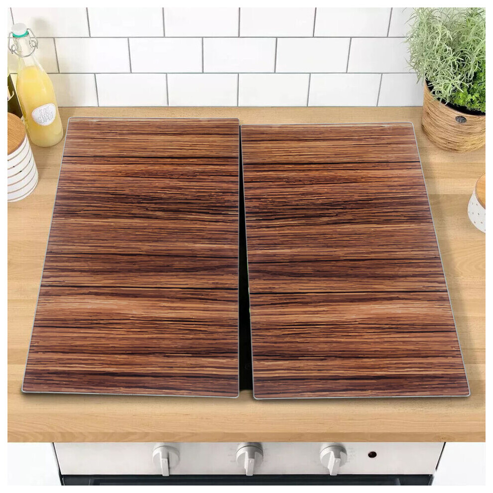 (Wood Effect) 2 Pcs Universal Glass Cutting Chopping Boards