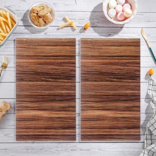 URBN-CHEF (Wood Effect) 2 Pcs Universal Glass Cutting Chopping Boards 2